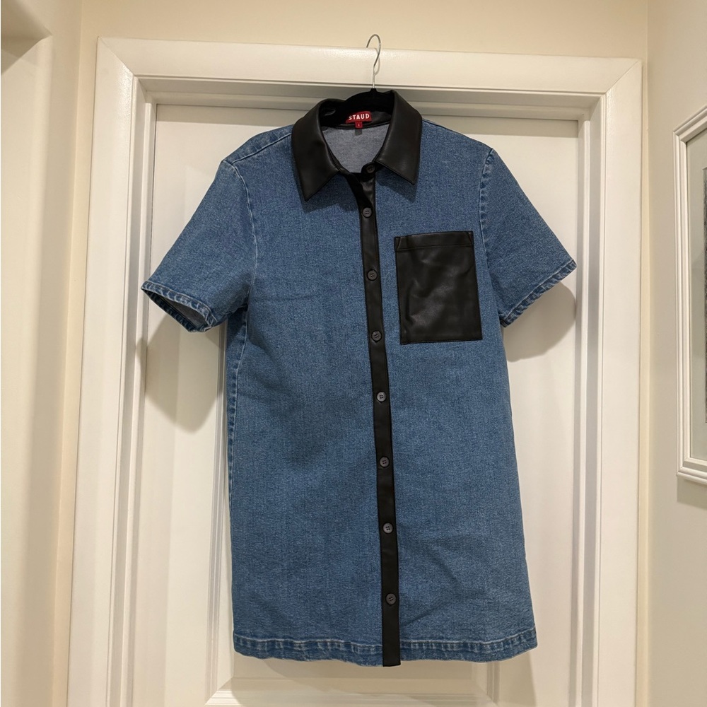 STAUD Denim short dress